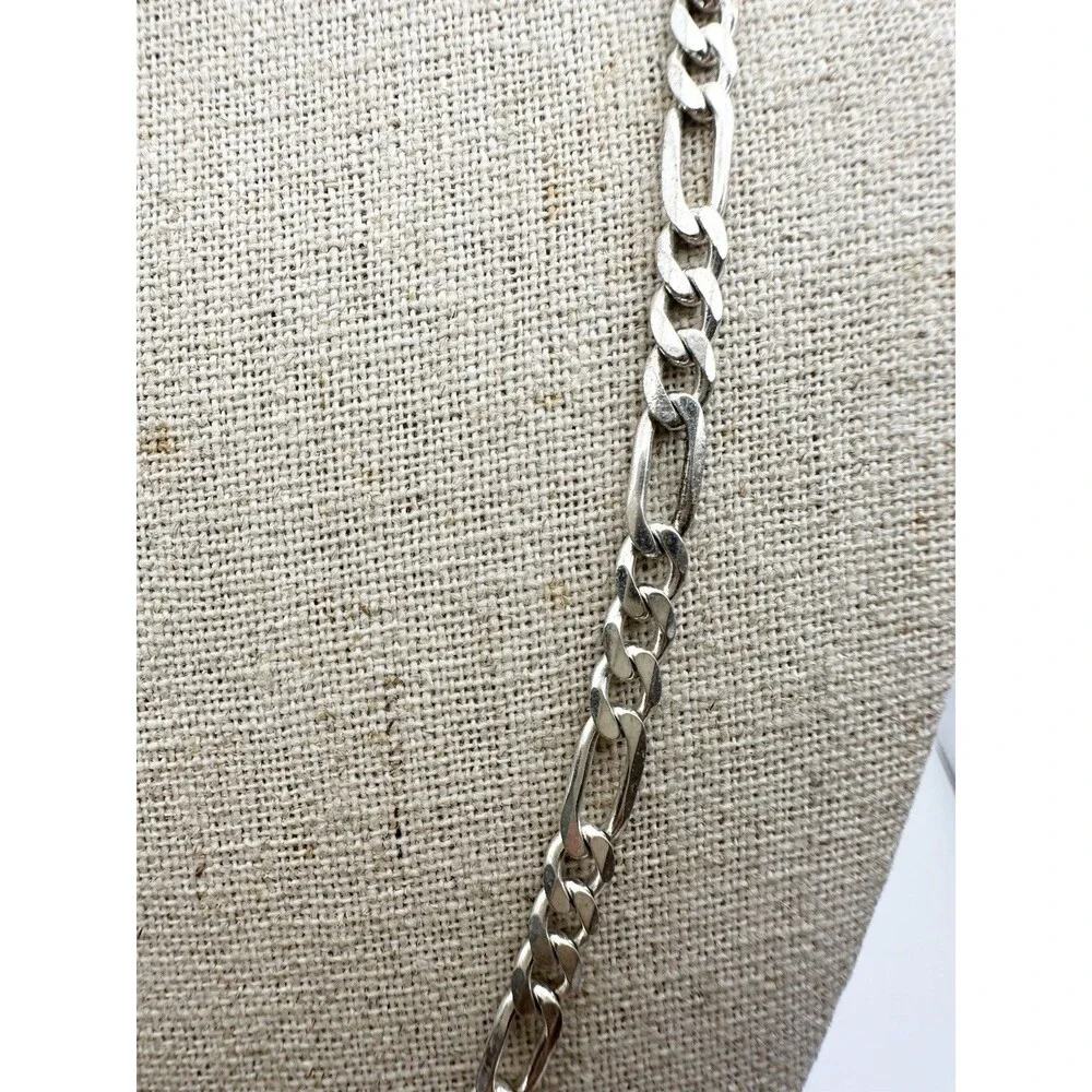 Solid 925 Sterling Silver Figaro Chain Necklace ITALY Men Women 4.3mm 24”